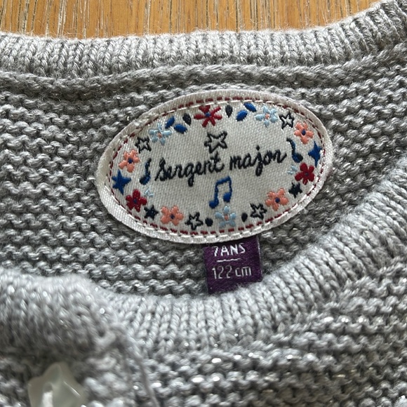 Sergent major Silver knit cardigan Girls SZ 7 - Picture 4 of 7